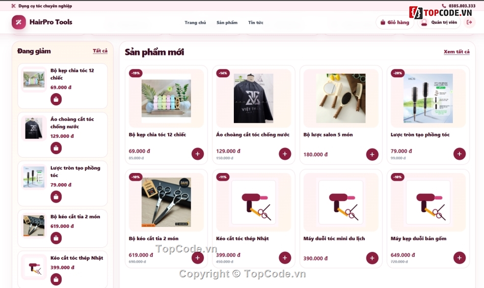 code dụng cụ tóc,web bán dụng cụ,Website Website tuyển dụng